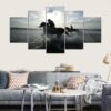 Water Horses - Animal 5 Panel Canvas Art Wall Decor