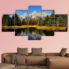 Water Reflections In Fall In The Grand Tetons - Nature 5 Panel Canvas Art Wall Decor