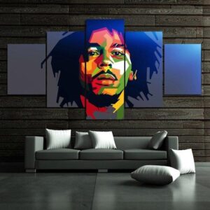 Watercolor Bob Marley 03 - Famous Person 5 Panel Canvas Art Wall Decor