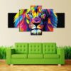 Watercolor Lion - Animal 5 Panel Canvas Art Wall Decor
