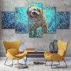 Watercolor Wet Dog Dog Lover - Animal 5 Panel Canvas Art Wall Decor