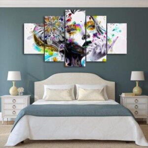 Watercolors Girl - Abstract 5 Panel Canvas Art Wall Decor