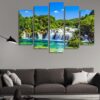Waterfall 03 - Nature 5 Panel Canvas Art Wall Decor
