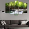 Waterfall 04 - Nature 5 Panel Canvas Art Wall Decor