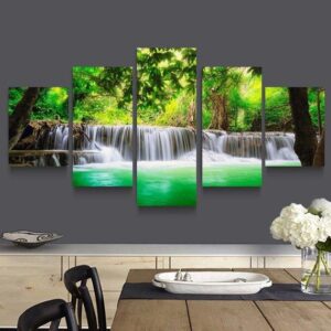 Waterfall 22 - Nature 5 Panel Canvas Art Wall Decor