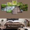 Waterfall 3 - Nature 5 Panel Canvas Art Wall Decor
