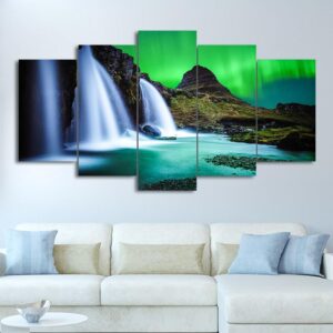Waterfall 42 - Nature 5 Panel Canvas Art Wall Decor