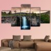 Waterfall And Beautiful Sky In Mongolia - Nature 5 Panel Canvas Art Wall Decor