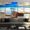 Waterfall Beach - Nature 5 Panel Canvas Art Wall Decor