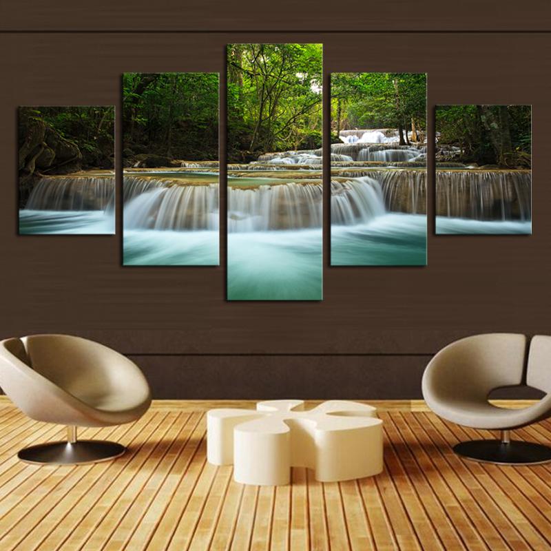 Waterfall Definition Natural - Nature 5 Panel Canvas Art Wall Decor Waterfall Definition Natural - Nature 5 Panel Canvas Art Wall Decor