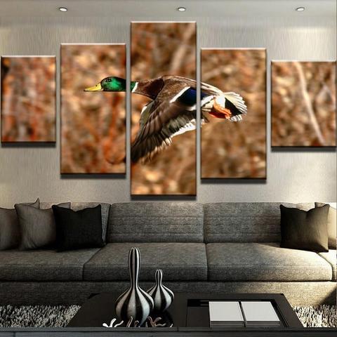 Waterfowl Flying - Animal 5 Panel Canvas Art Wall Decor Waterfowl Flying - Animal 5 Panel Canvas Art Wall Decor