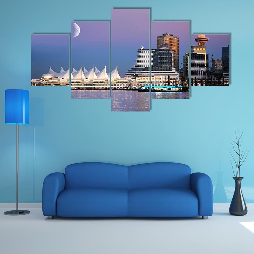 Waterfront At Canada Place - Nature 5 Panel Canvas Art Wall Decor Waterfront At Canada Place - Nature 5 Panel Canvas Art Wall Decor