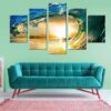 Wave Crash 1 - Nature 5 Panel Canvas Art Wall Decor