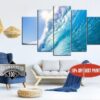Wave Ocean Photography Surfing - Nature 5 Panel Canvas Art Wall Decor