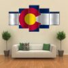 Waving Colorado State Flag - Abstract 5 Panel Canvas Art Wall Decor