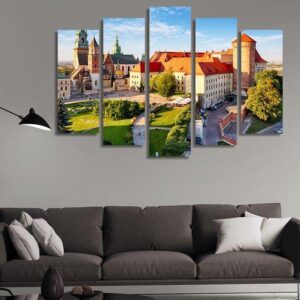 Wawel Castle At Daytime - Nature 5 Panel Canvas Art Wall Decor