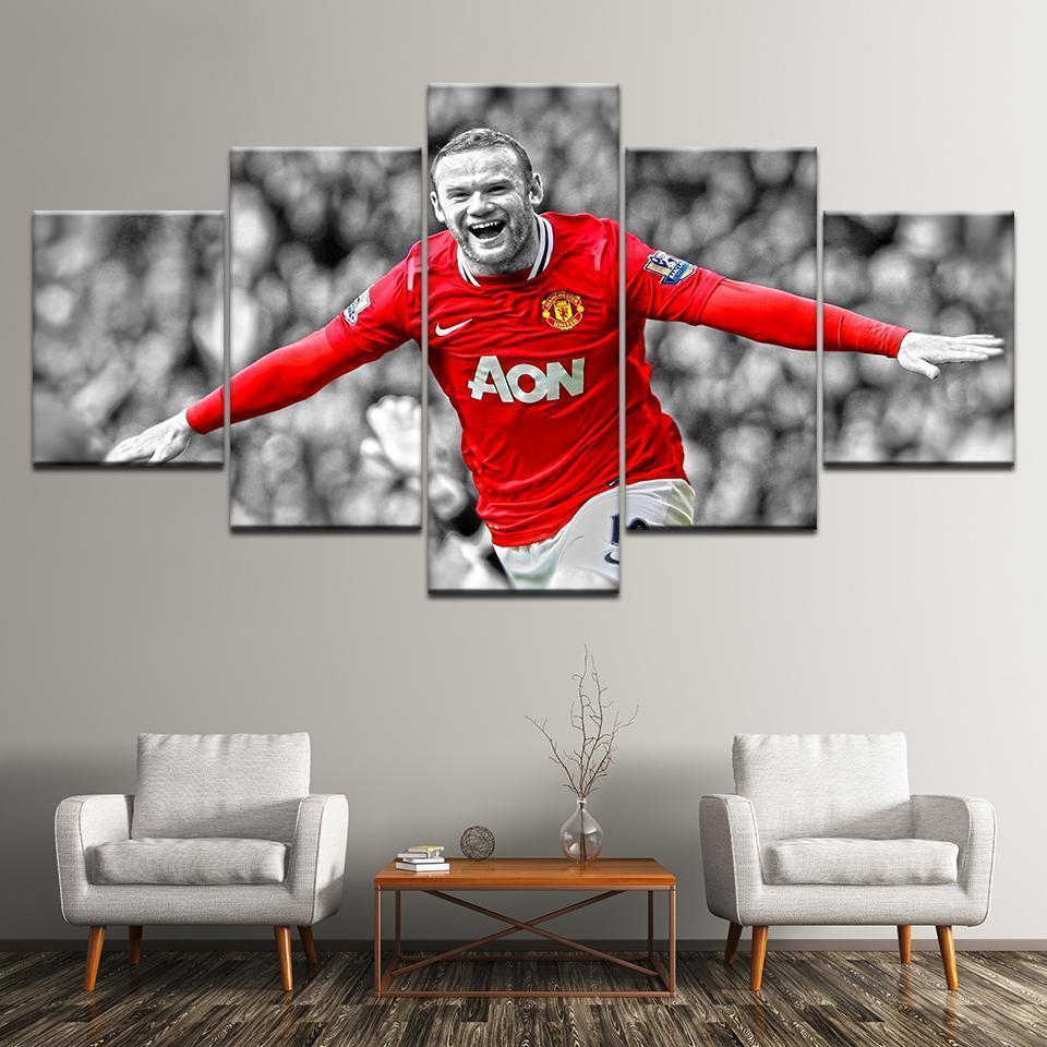 Wayne Rooney Manchester United Soccer - 5 Panel Canvas Art Wall Decor Wayne Rooney Manchester United Soccer - 5 Panel Canvas Art Wall Decor