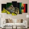 Weed With The Old Man Smoking 01 - Abstract 5 Panel Canvas Art Wall Decor
