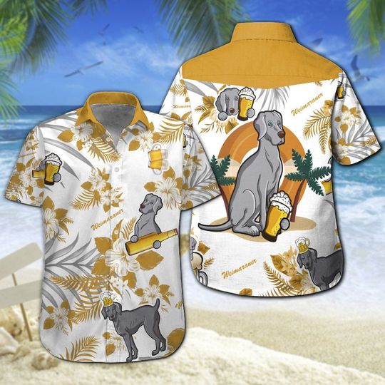 Weimaraner Beer Hawaiian Shirt Summer Button Up Weimaraner Beer Hawaiian Shirt Summer Button Up