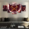 West Ham United Thunder Logo Soccer - 5 Panel Canvas Art Wall Decor