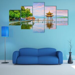 West Lake Hangzhou Scenery - Nature 5 Panel Canvas Art Wall Decor