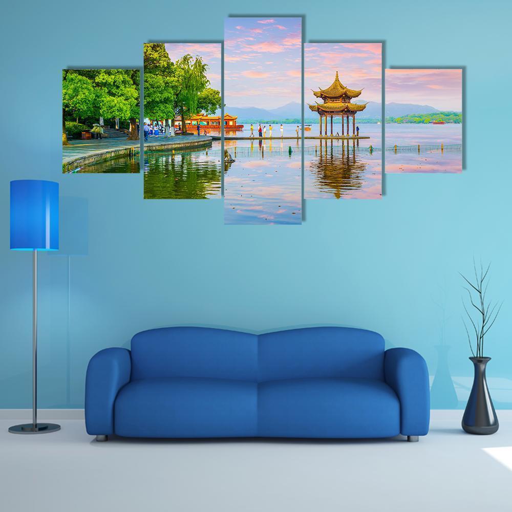 West Lake Hangzhou Scenery - Nature 5 Panel Canvas Art Wall Decor West Lake Hangzhou Scenery - Nature 5 Panel Canvas Art Wall Decor