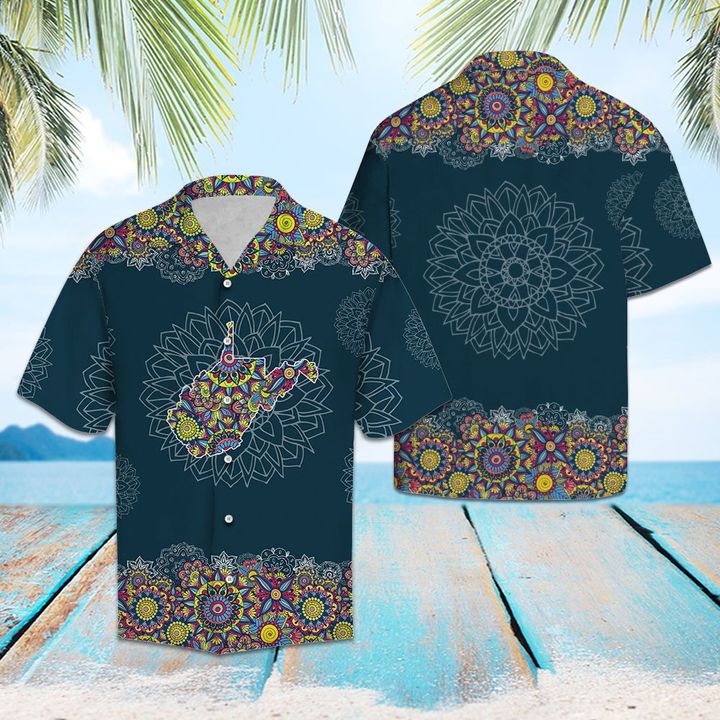 West Virginia Mandala Hawaiian Shirt Summer Button Up West Virginia Mandala Hawaiian Shirt Summer Button Up