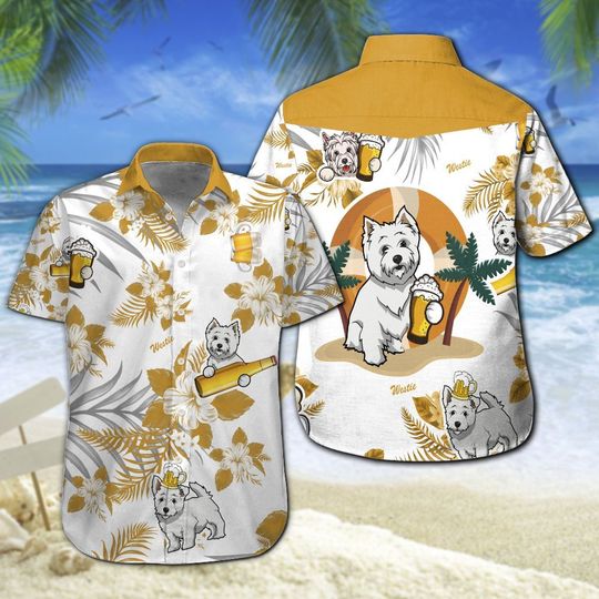 Westie Beer Hawaiian Shirt Summer Button Up Westie Beer Hawaiian Shirt Summer Button Up