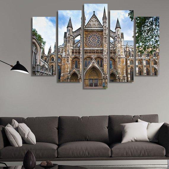 Westminster Abbey London England - Nature 5 Panel Canvas Art Wall Decor Westminster Abbey London England - Nature 5 Panel Canvas Art Wall Decor