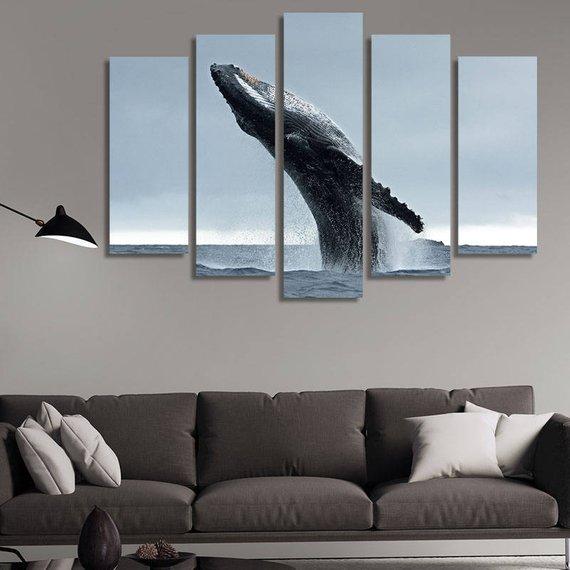 Whale 01 - Animal 5 Panel Canvas Art Wall Decor Whale 01 - Animal 5 Panel Canvas Art Wall Decor
