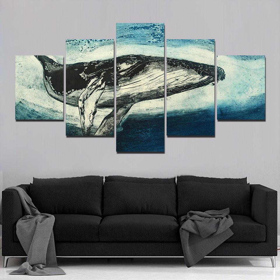 Whale 22 - Animal 5 Panel Canvas Art Wall Decor Whale 22 - Animal 5 Panel Canvas Art Wall Decor