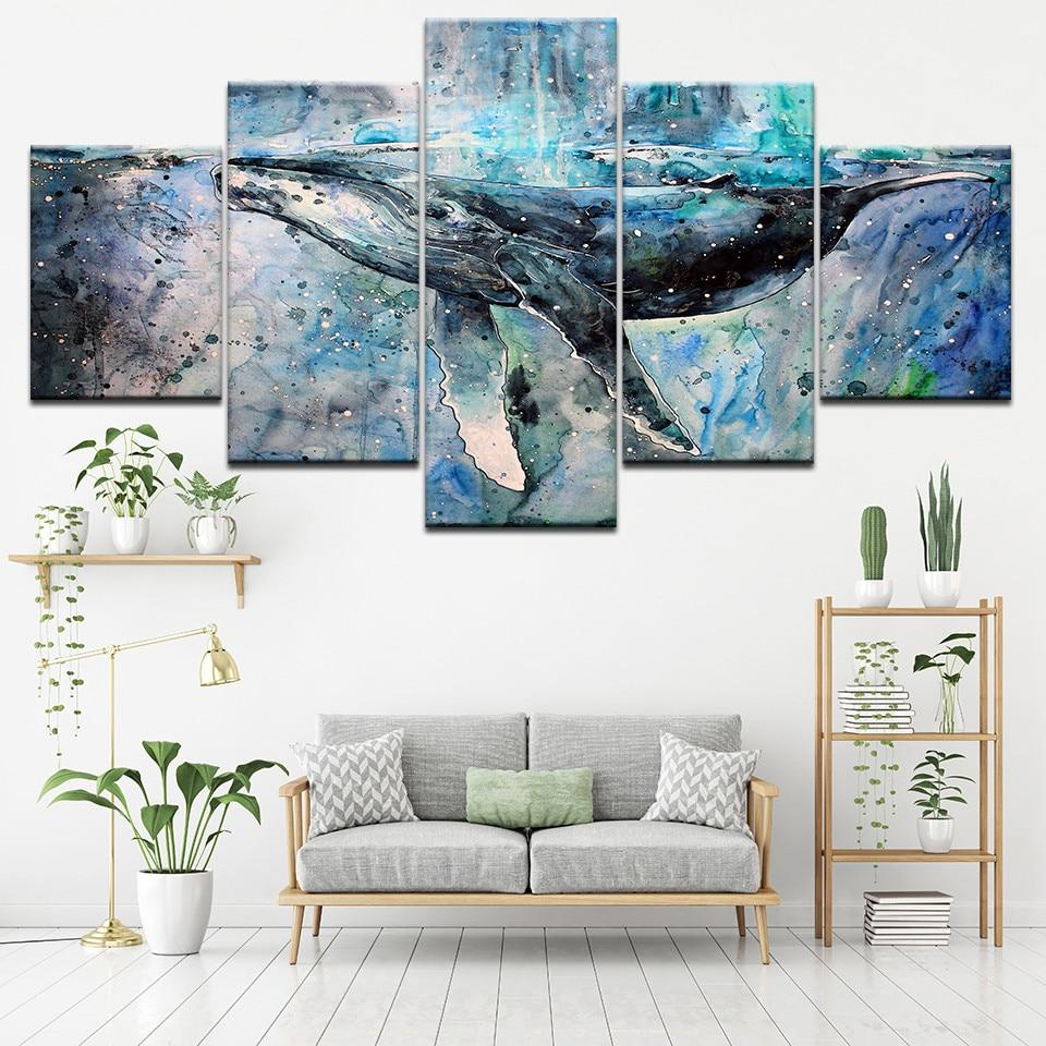 Whale 23 - Animal 5 Panel Canvas Art Wall Decor Whale 23 - Animal 5 Panel Canvas Art Wall Decor