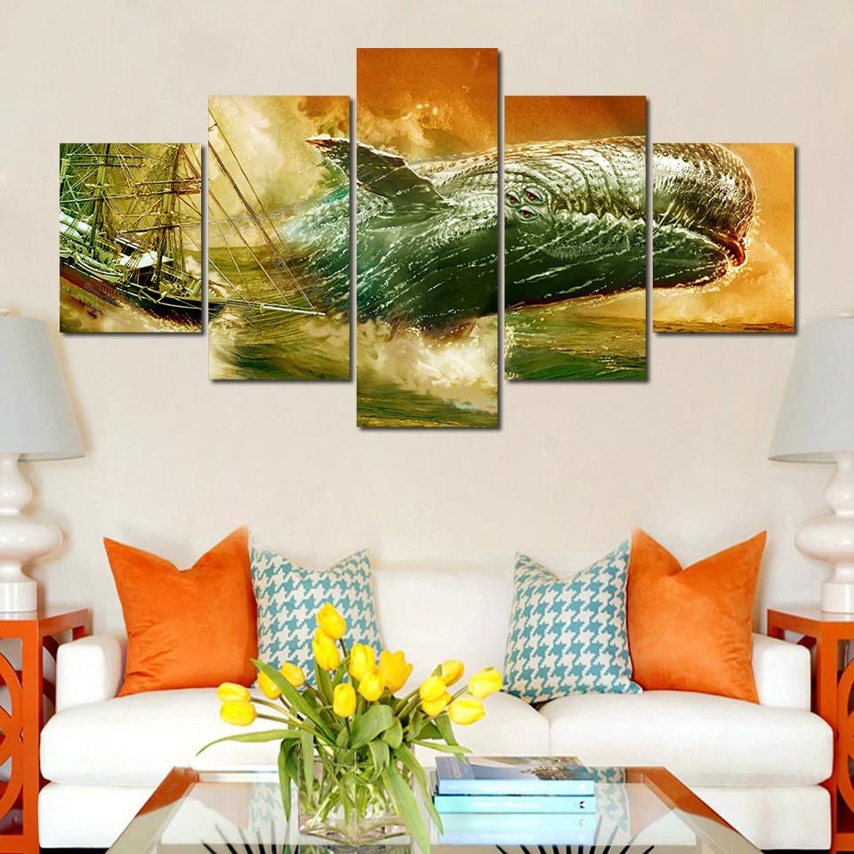 Whale 24 - Animal 5 Panel Canvas Art Wall Decor Whale 24 - Animal 5 Panel Canvas Art Wall Decor