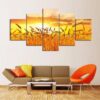 Wheat Field Farm - Nature 5 Panel Canvas Art Wall Decor