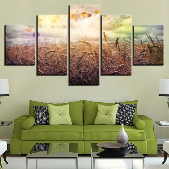 Wheat Field - Nature 5 Panel Canvas Art Wall Decor Wheat Field - Nature 5 Panel Canvas Art Wall Decor
