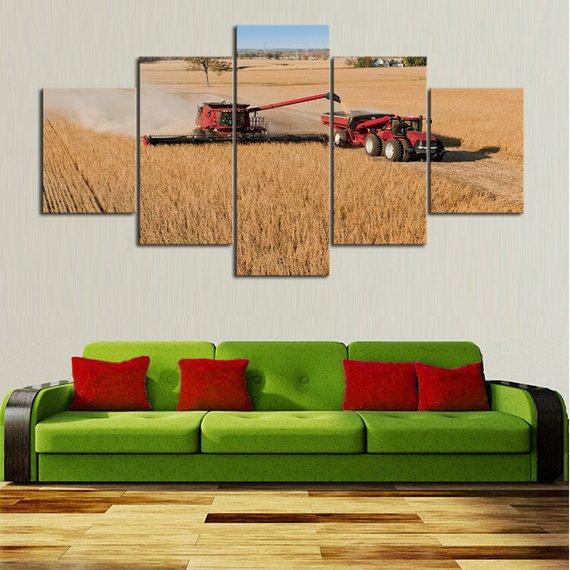 Wheat Harvest - Automative 5 Panel Canvas Art Wall Decor Wheat Harvest - Automative 5 Panel Canvas Art Wall Decor