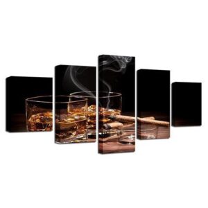Whiskey 1 - Wine 5 Panel Canvas Art Wall Decor