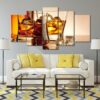 Whiskey With Ice - Wine 5 Panel Canvas Art Wall Decor