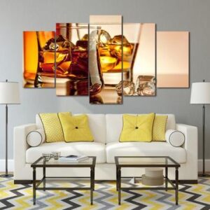Whiskey With Ice - Wine 5 Panel Canvas Art Wall Decor