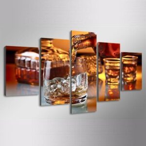 Whiskey - Wine 5 Panel Canvas Art Wall Decor