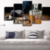 Whisky With Cigarette - Wine 5 Panel Canvas Art Wall Decor