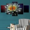 White And Red Flowers - Nature 5 Panel Canvas Art Wall Decor