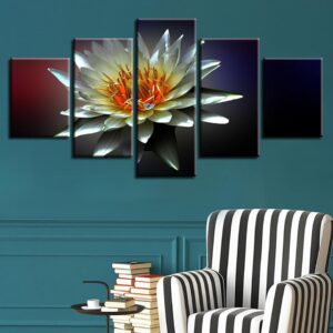 White And Red Flowers - Nature 5 Panel Canvas Art Wall Decor