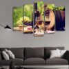White And Red Wine Bottles - Wine 5 Panel Canvas Art Wall Decor