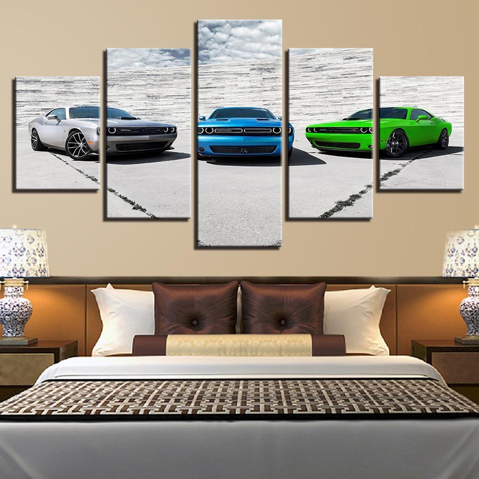 White Blue Green Car - Automative 5 Panel Canvas Art Wall Decor White Blue Green Car - Automative 5 Panel Canvas Art Wall Decor