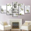 White Buddha - Religion 5 Panel Canvas Art Wall Decor