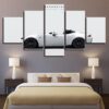 White Car And Letters - Automative 5 Panel Canvas Art Wall Decor