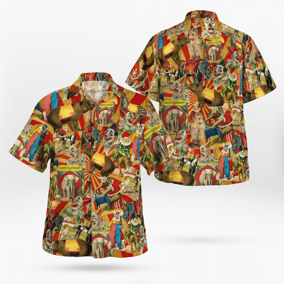 White Elephant Circus Clowns Hawaiian Shirt White Elephant Circus Clowns Hawaiian Shirt