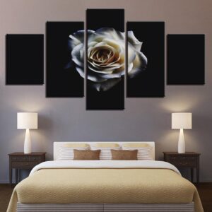 White Flowers 1 - Nature 5 Panel Canvas Art Wall Decor