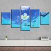 White Flowers - Nature 5 Panel Canvas Art Wall Decor